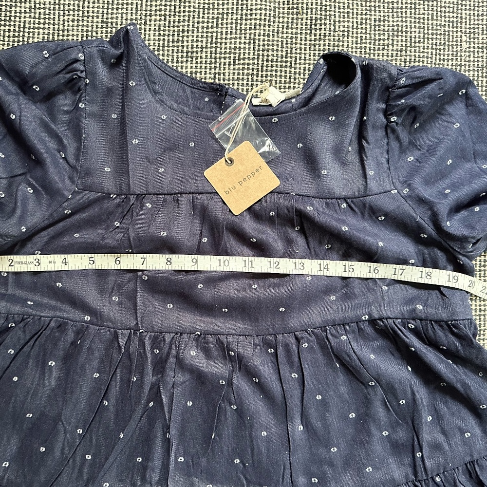 NWT - Blu Pepper - Tiered Clip Dot Top - Size L - Navy - Picture 6 of 14
